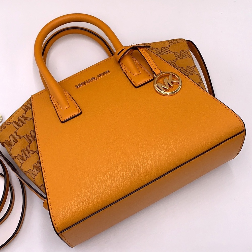 MICHAEL KORS AVRIL SMALL TOP ZIP SATCHEL CROSSBODY BAG HONEYCOMB COLOR - Picture 7 of 14